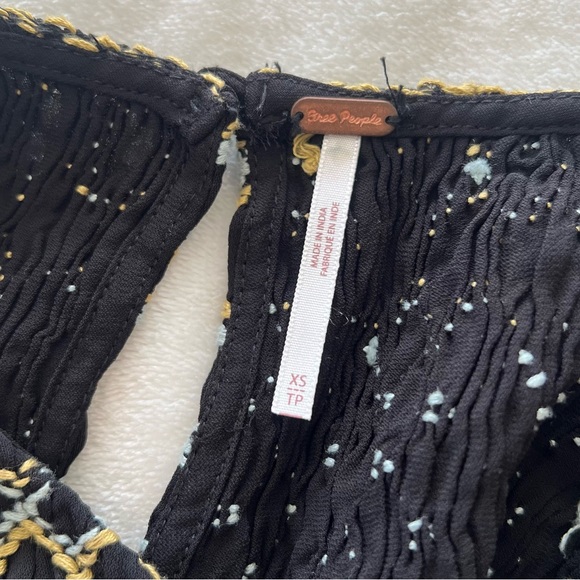 Free People Late Night Picnic Smocked Embroidered Dress CottageCore Black XS - Picture 8 of 12